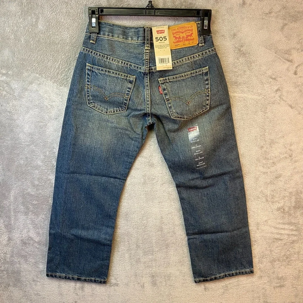 Levi's Boys 505 Regular Jeans 8 Reg 24x22 Blue Adjustable Waist NWT